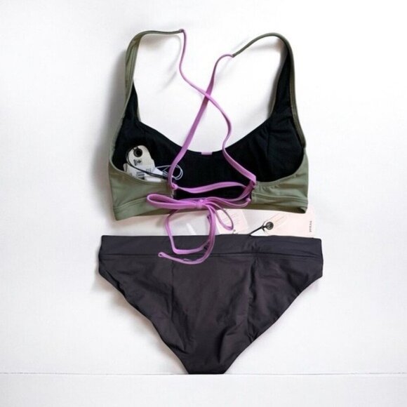 NEW w/tags Prana Small Tulum Bikini Top + Small Black Summer Wave Swimsuit sz S - Picture 2 of 15